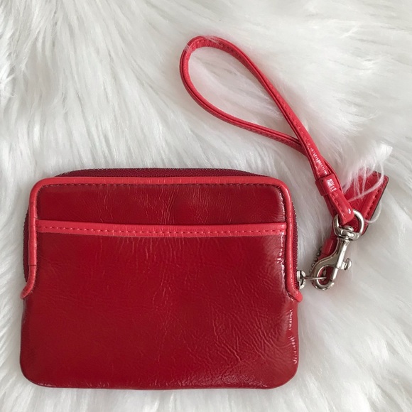 Coach Red Poppy Patent Leather Wristlet - Picture 2 of 4